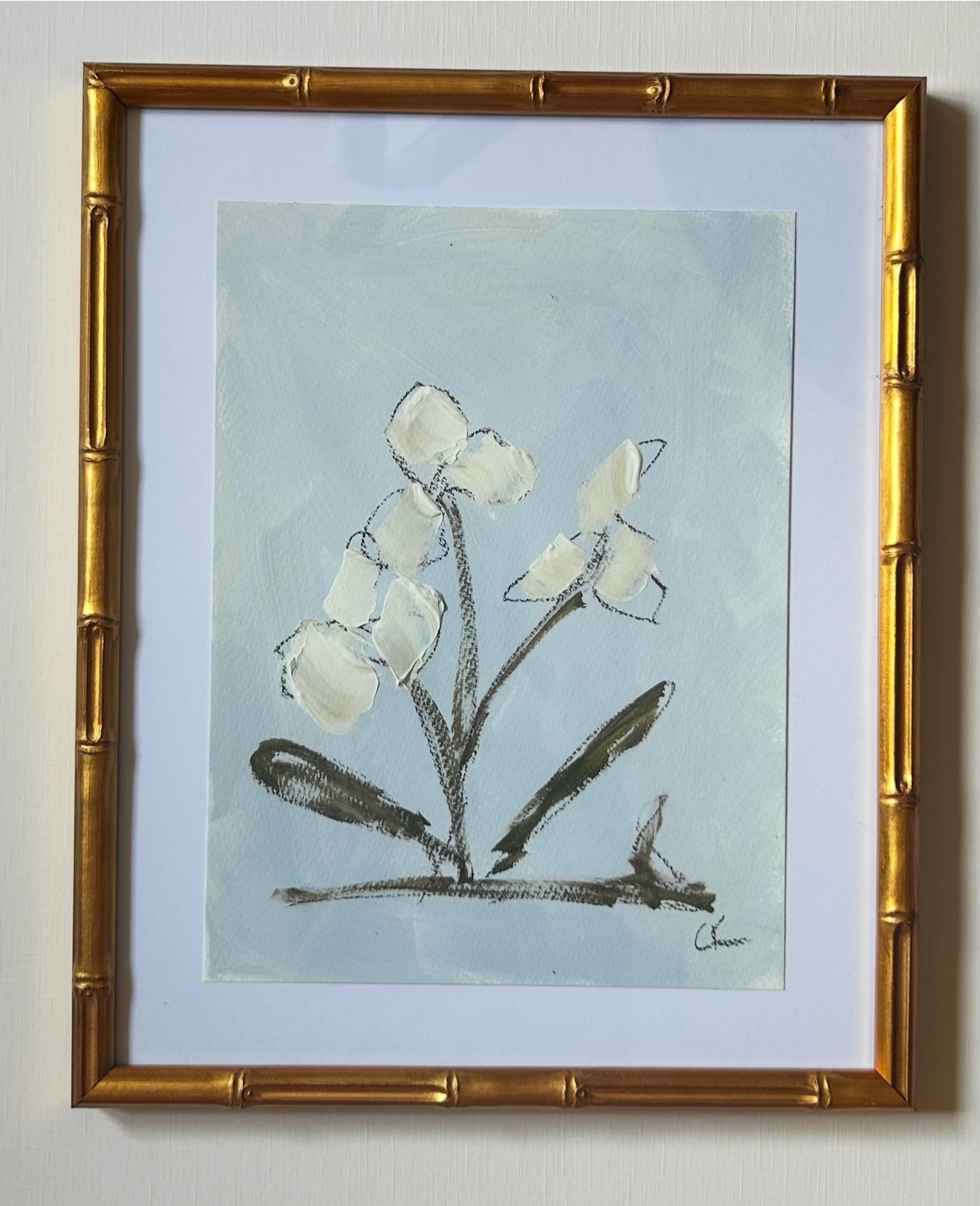 Framed Abstract Floral Blue II
