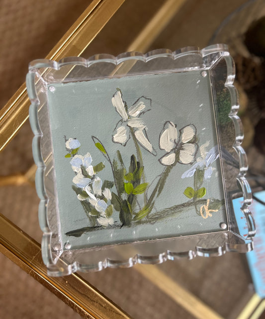 Scallop Acrylic Tray Floral I