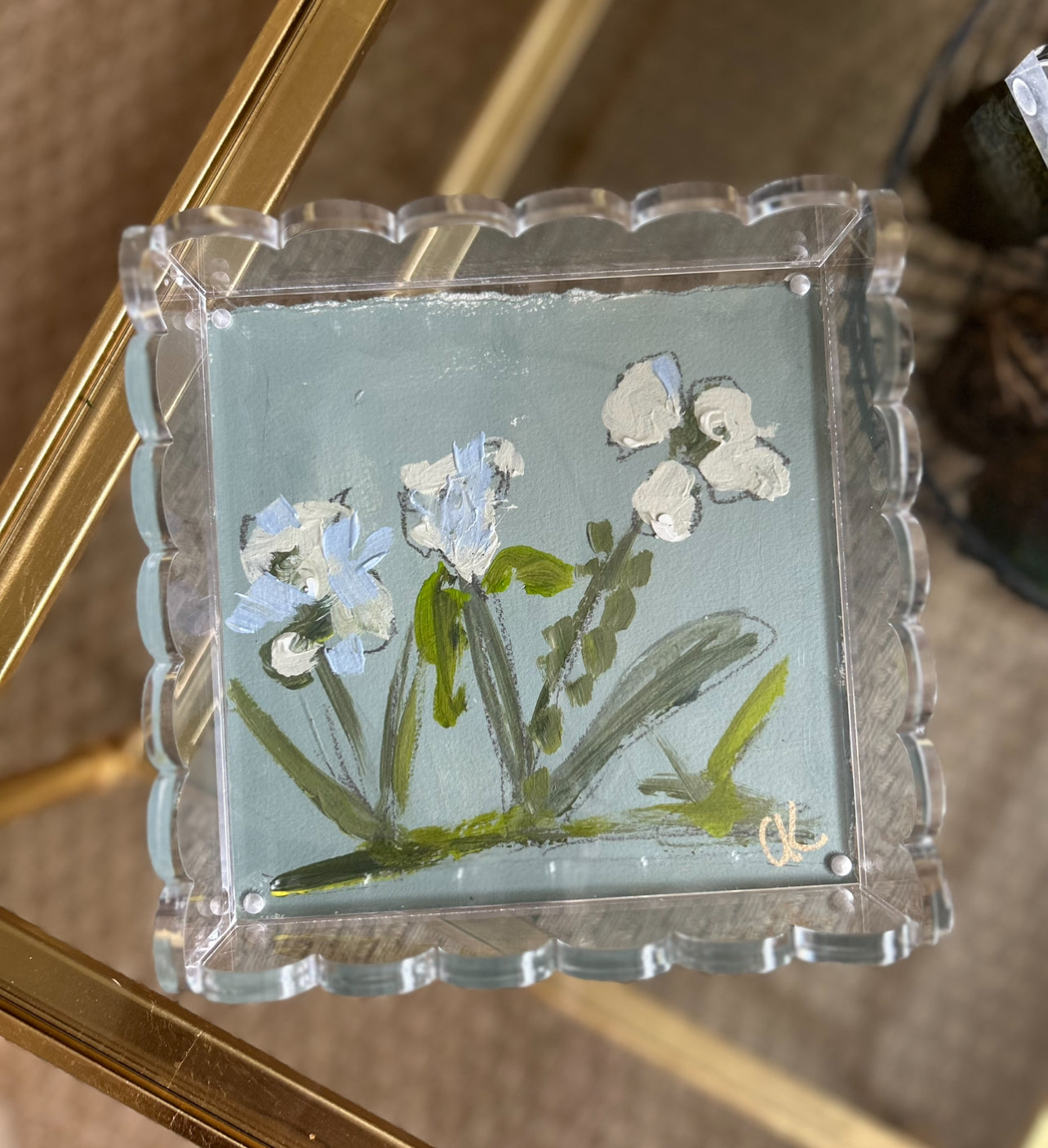 Scallop Acrylic Tray Floral II