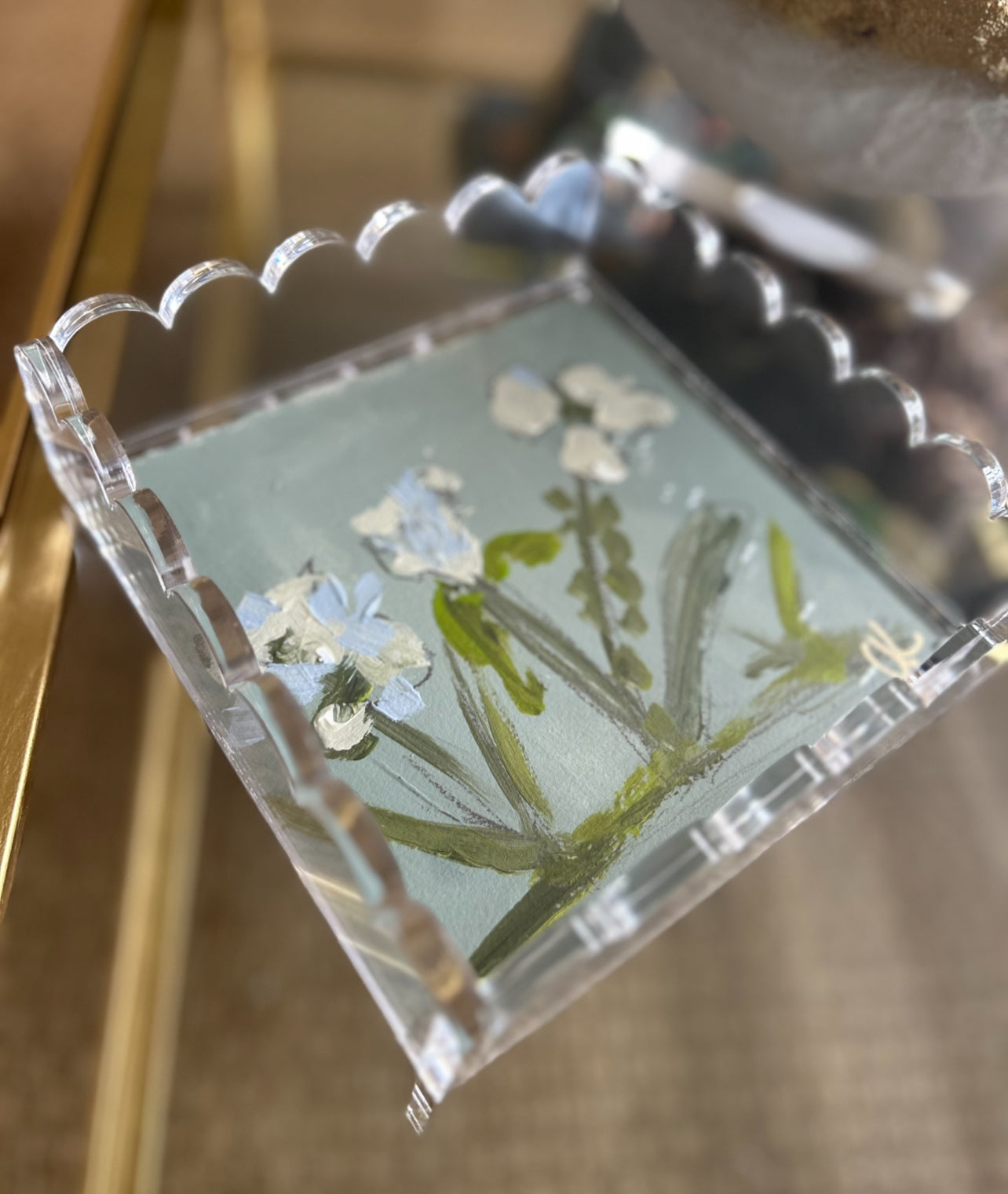 Scallop Acrylic Tray Floral II