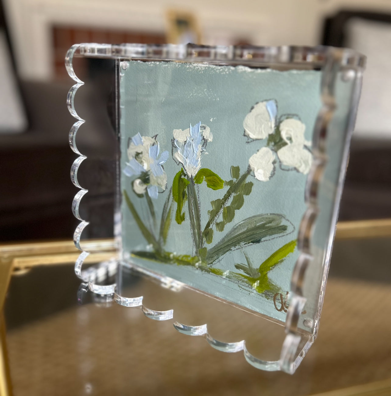 Scallop Acrylic Tray Floral II
